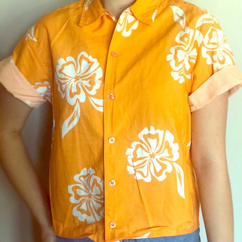Hawaiian flower shirt- refashioned from big tee